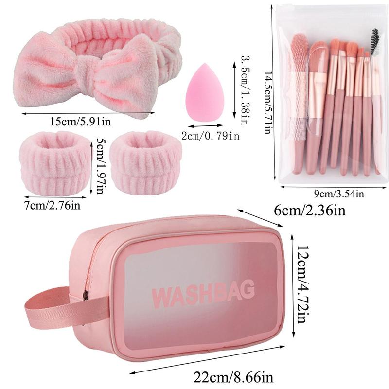 Makeup Tool Set, 15pcs set Makeup Brush & Makeup Sponge & Hair Tie & Makeup Bag, Professional Makeup Tools for Women, Christmas Gift