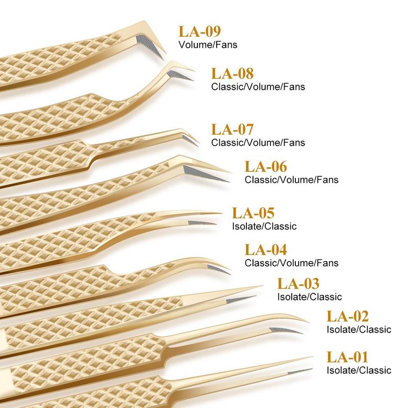 Precision Fiber Tip Tweezer, 1 Count Eyelash Extensions Diamond Grip, Anti-slip Premium Gold Stainless Steel Makeup Tool