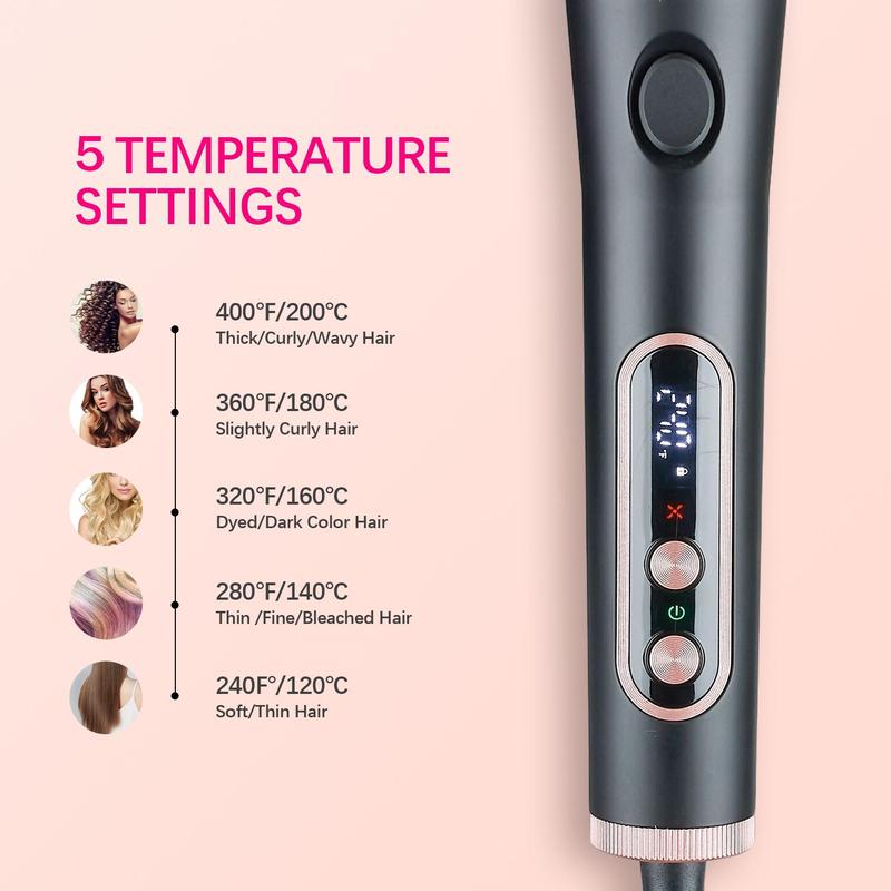 3 Temperature Settings Hair Curler, 1 Count Professional Hair Straightening Curling Iron with 1 Comb & 2 Hair Clips, Hair Styling Tool for Women