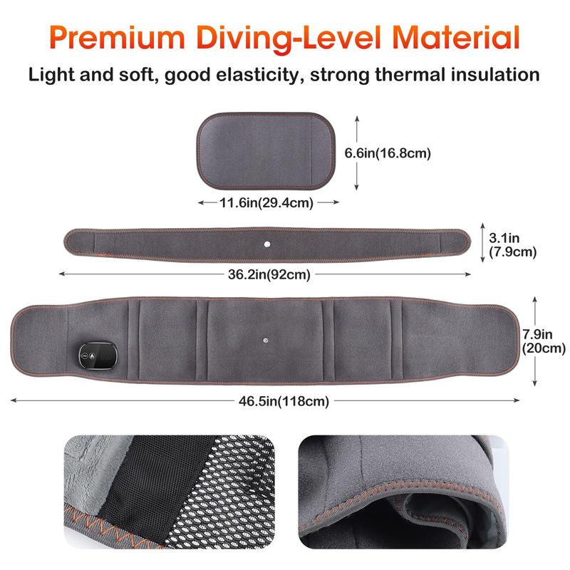 Cordless Heated Massage Belt, Back Massage Belt, 3 Heating Modes Heated Back Belt, Suitable for Middle-aged and Elderly People, 5000mA long battery life, Great Gift, 5 Languages Instruction Manuals