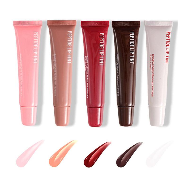 Long Lasting Charming Lip Gloss, 5 Counts set Moisturizing Lip Gloss, Glossy Lip Glaze, Peptide Lip Tint, Plumping Liquid Lipstick for Women Daily Makeup, Lip Makeup Products