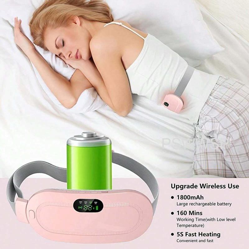 Portable Cordless Heating Uterus Warmer Pad, 1 Count Electric Warm Belly Belts, 3 Heat Levels 4 Massage Modes Waist Warming Massager