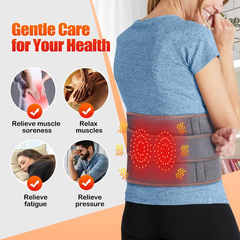 Cordless Heated Massage Belt, Back Massage Belt, 3 Heating Modes Heated Back Belt, Suitable for Middle-aged and Elderly People, 5000mA long battery life, Great Gift, 5 Languages Instruction Manuals