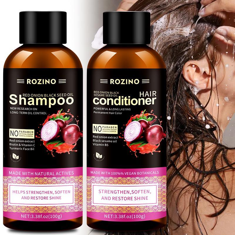 Red Onion Extract Hair Shampoo & Conditioner Set, 2pcs set Deep Cleaning & Care Hair Product, Hair Care for Home & Travel