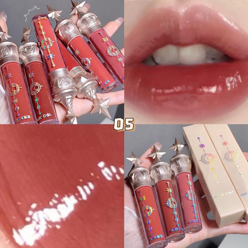 Star & Fairy Lip Gloss, 3 Counts set Moisturizing Glossy Finish Liquid Lip Gloss, Shiny Liquid Lipstick, Juicy Lip Gloss, Girls & Women Lip Cosmetic