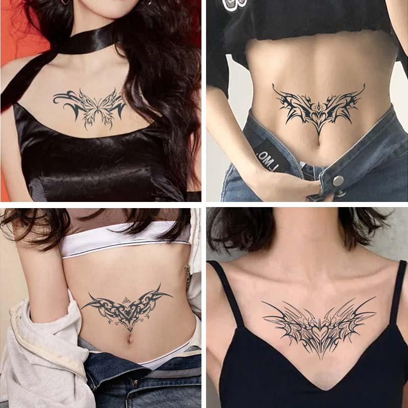 Butterfly & Heart Pattern Temporary Tattoo Sticker, 5 Counts set Long Lasting Fake Tattoo Sticker, Body Art Decoration for Women & Girls