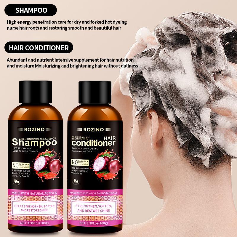 Red Onion Extract Hair Shampoo & Conditioner Set, 2pcs set Deep Cleaning & Care Hair Product, Hair Care for Home & Travel