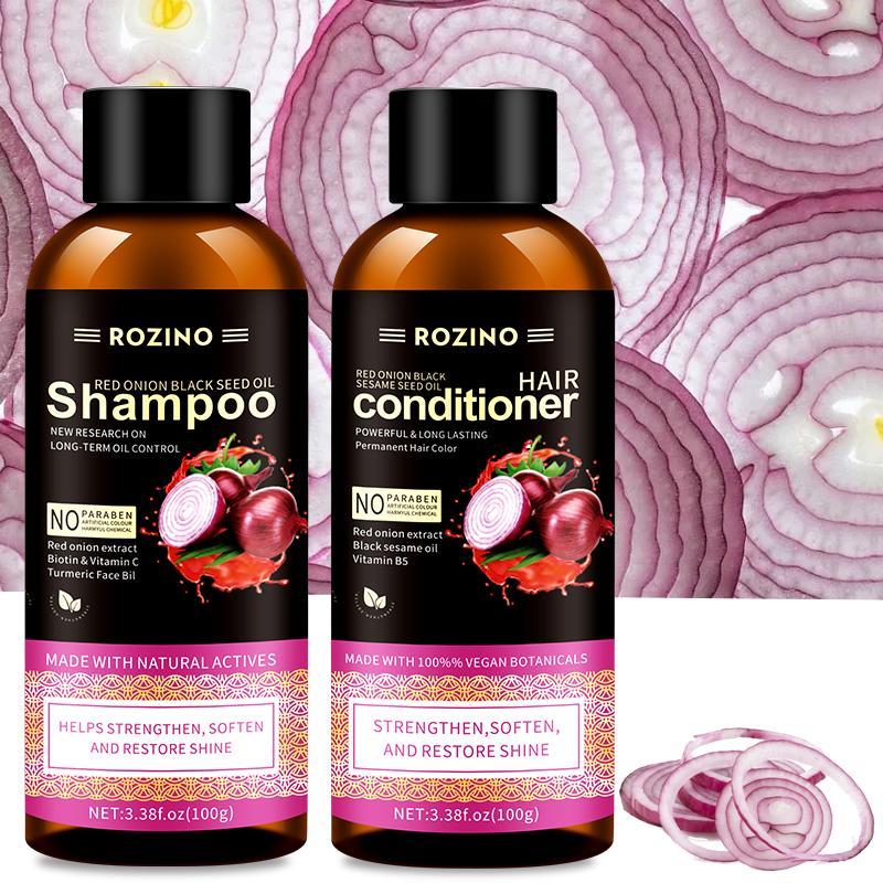 Red Onion Extract Hair Shampoo & Conditioner Set, 2pcs set Deep Cleaning & Care Hair Product, Hair Care for Home & Travel