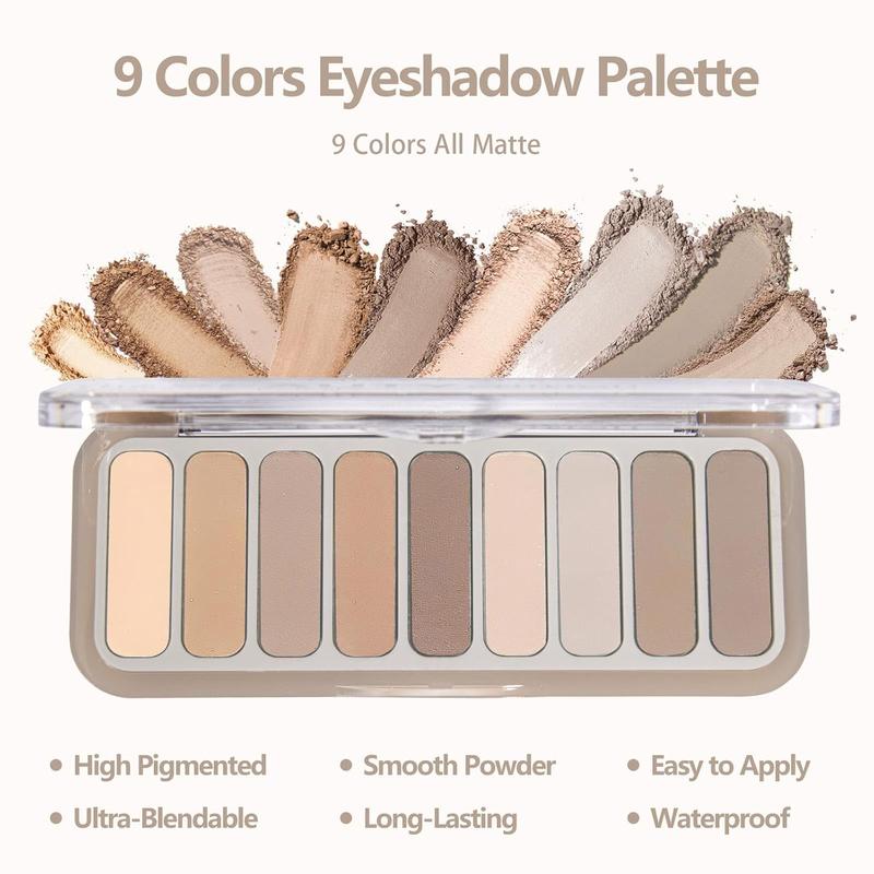 Eyeshadow Palette ，Matte Naked Eyeshadow Pallet with Brush， Highly Pigmented Blindable Shades Neutral Nude Eye Shadow Makeup for Older Women ，Nurturing-Looking， Long-Wearing