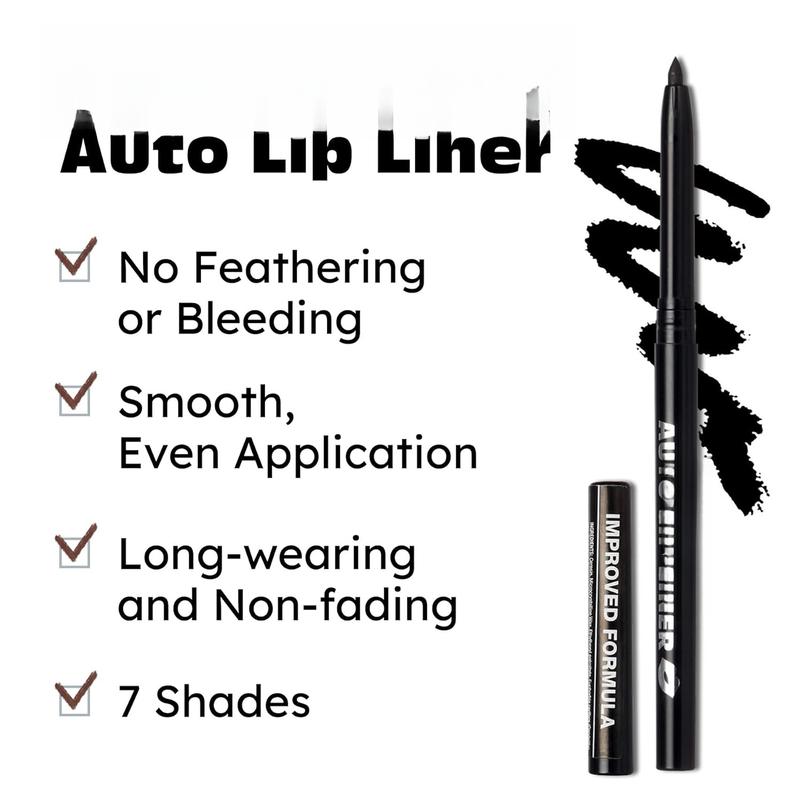 Auto Lip Liner Pencil, Long Lasting, Smooth Application Mechanical Lip Liner Pencil (Black)