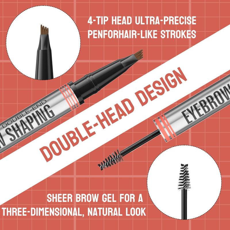 Double-ended Eyebrow Pencil, 1 Count Long Lasting Eyebrow Dyeing Pen, Double-ended Eyebrow Gel, Makeup Tool for Women and Girls