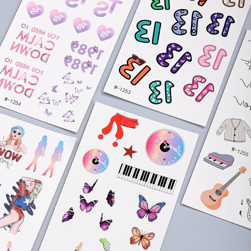 80pcs Number 13 Tattoos Temporary, Singer AlbumTattoo, TS Tour Birthday Party Decorations Party Favors Supplies, 13 Stickers Gifts Merch Accessories Concert For Fans