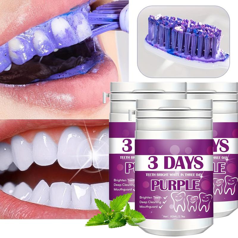 1pc 3pcs Purple Tooth Cleaning Powder, 3-day Deep Cleaning Tooth Powder BreathFreshener, Basic Oral Care, Daily Life Tooth Cleaning Tools Teeth Whitening Powder