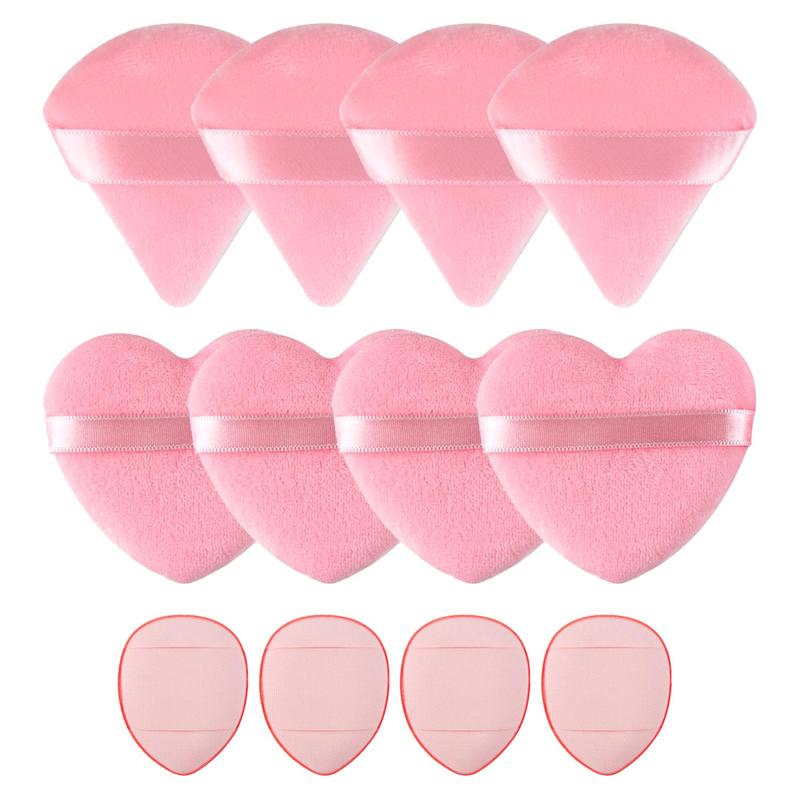 Makeup Powder Puff Set for Christmas Gift, 12pcs set Heart & Water Drop Shaped Powder Puff & Finger Puff, Professional Makeup Tools for Women