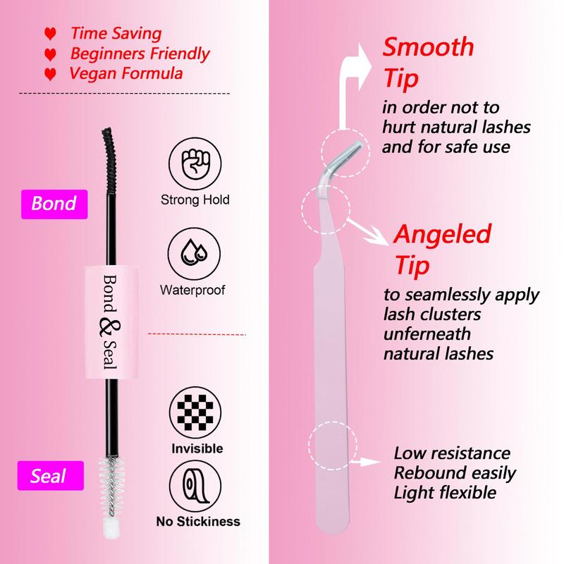 Natural Look Eyelash Extensions Set, 2 Counts Various Styles Fluffy False Eyelashes Set & 1 Count Eyelash Tweezers & 1 Count Eyelash Glue, Professional Makeup Accessories for Women