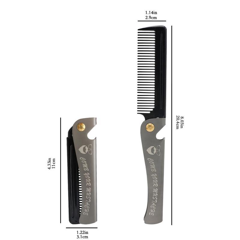 Portable Foldable Comb, Stainless Steel Hair Styling Comb, Professional Hair Styling Comb For Men