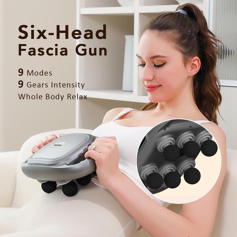 Electric Massager, 1 Count 6-head Vibration Massager, Back & Waist Massage Machine, Body Shoulder Fascia Massage Tool, Personal Care Appliances, Christmas Gift