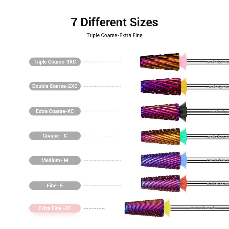 MelodySusie Professional 5 in 1 Nail Drill Bits, 3 32'' Carbide Tungsten Multi-function Bits, Suitable for Manicure Pedicure Cuticle Gel Polishing