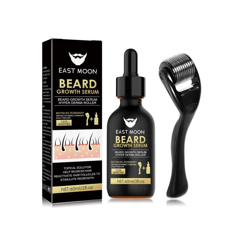 Beard Dense essence Set and Massage Roller, Men's Beard Care Beard essence Solution Beard Care Set