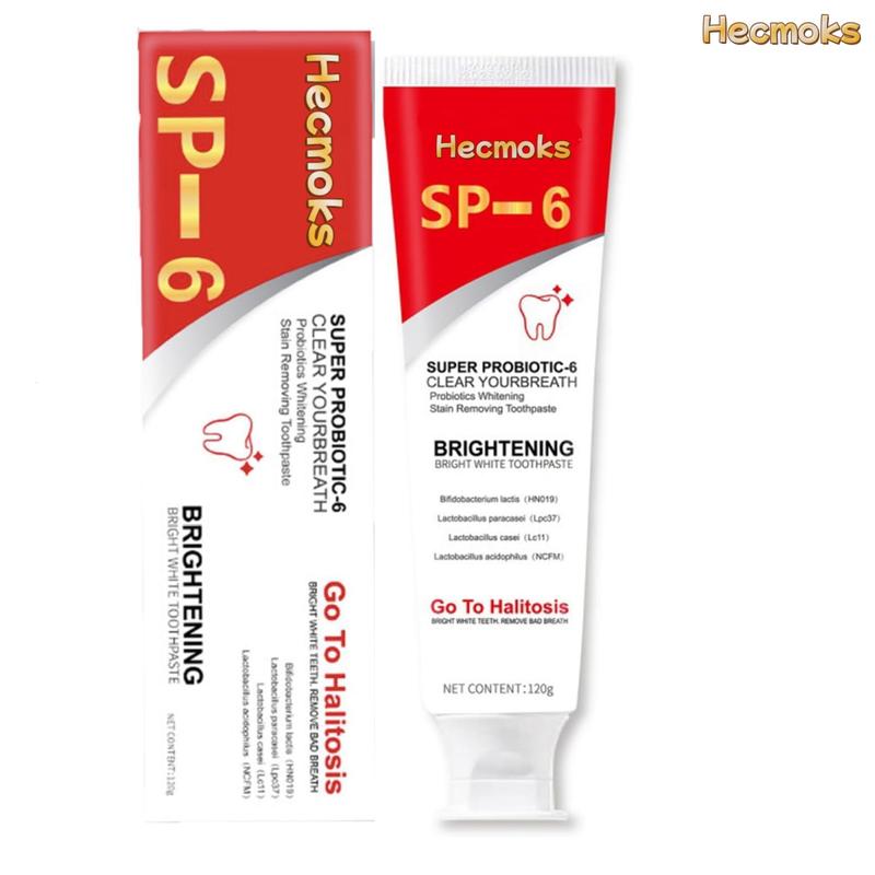 HECMOKS SP-6 Jasmine Probiotic Toothpaste, Natural Whitening for Bright Smiles, Fresh Daily Oral Care