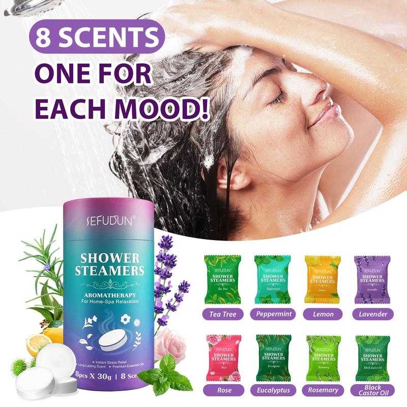 Shower Steamers, 8 Counts box Long-lasting Fragrance Shower Steamers, Aromatherapy Shower Tablets, Bath Products for Home Spa Relaxation