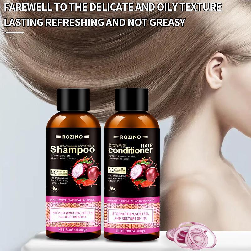 Red Onion Extract Hair Shampoo & Conditioner Set, 2pcs set Deep Cleaning & Care Hair Product, Hair Care for Home & Travel