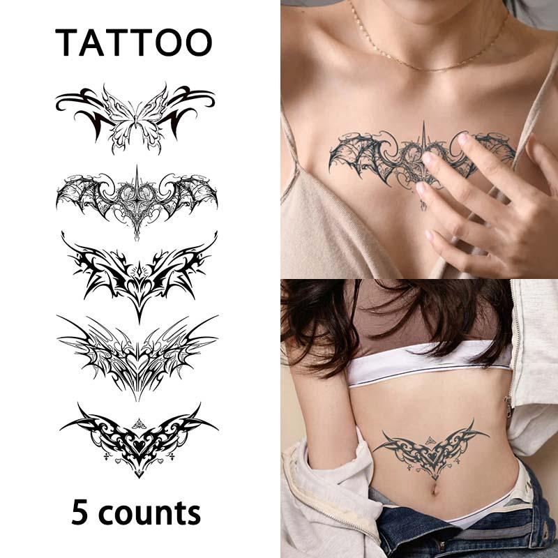 Butterfly & Heart Pattern Temporary Tattoo Sticker, 5 Counts set Long Lasting Fake Tattoo Sticker, Body Art Decoration for Women & Girls