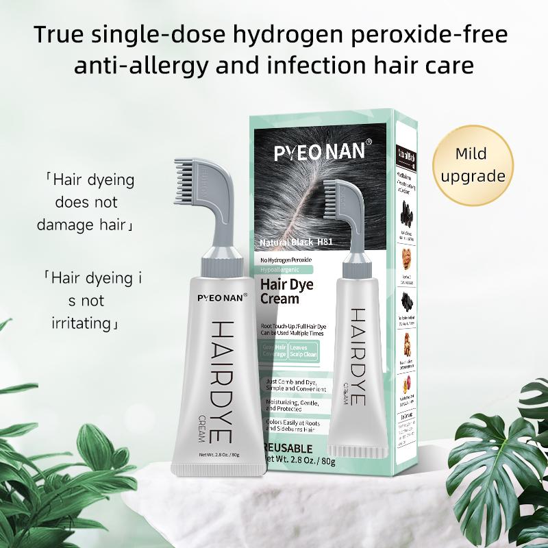 PYEONAN Unisex Hair Dye Comb, Hypoallergenic, Natural Plant Extract Without Bleaching, Instant 2 in 1 +Grey Hair Coverage and Haircare ,Grey Hair Turn to Black Color or  Drak Brown -Herbal Ingredients Hair Color 2.8Oz.  80g