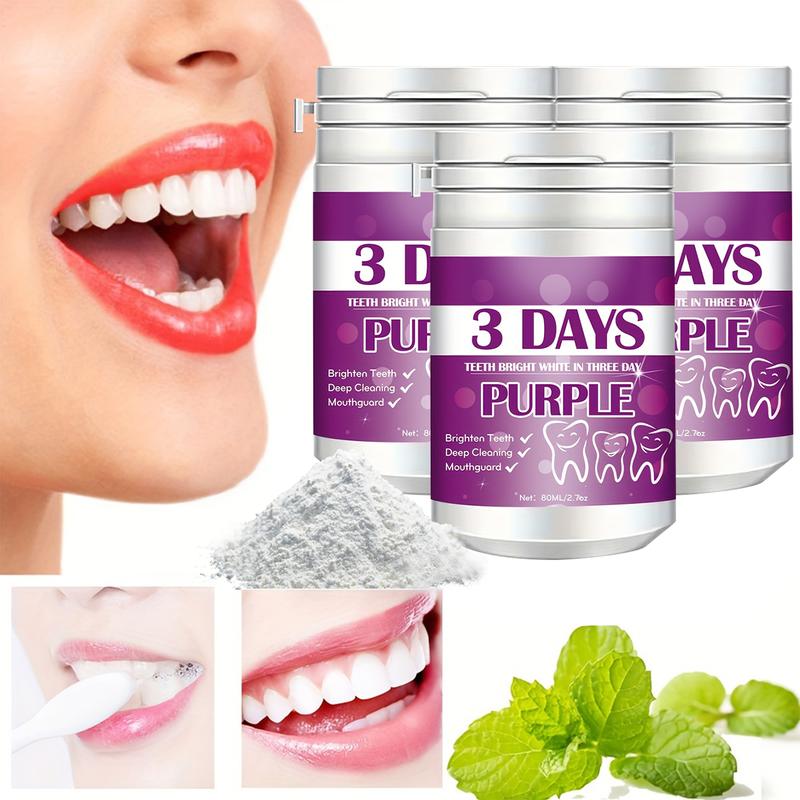 1pc 3pcs Purple Tooth Cleaning Powder, 3-day Deep Cleaning Tooth Powder BreathFreshener, Basic Oral Care, Daily Life Tooth Cleaning Tools Teeth Whitening Powder