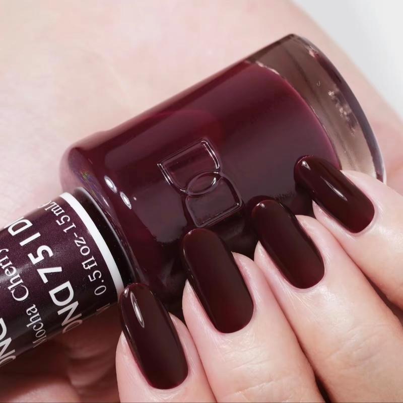 DND 751 Mocha Cherry Gel and Lacquer Duo nail care nail art dark cherry red fall color