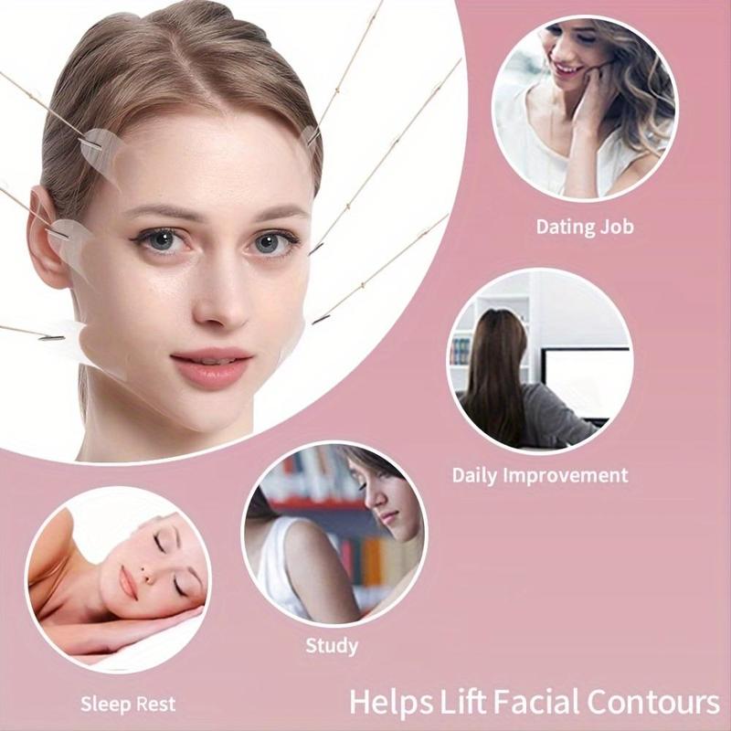 Instant V-shape Face Lift Tapes with 8 Fixed Rope, 60pcs Double Chin Lifting Patches for Smoother, Younger-looking Skin, Skincare Tools for Women