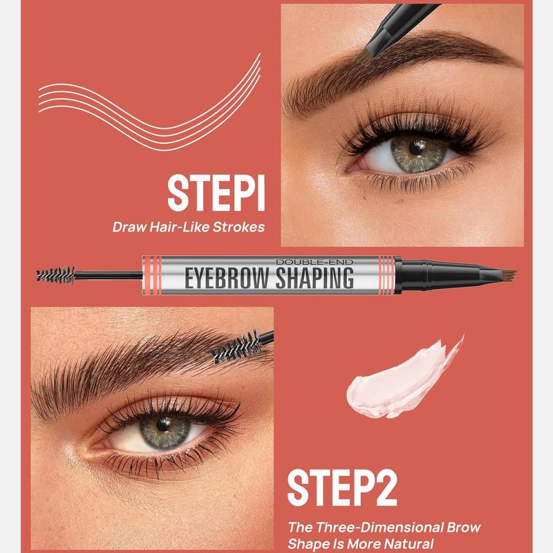 Double-ended Eyebrow Pencil, 1 Count Long Lasting Eyebrow Dyeing Pen, Double-ended Eyebrow Gel, Makeup Tool for Women and Girls