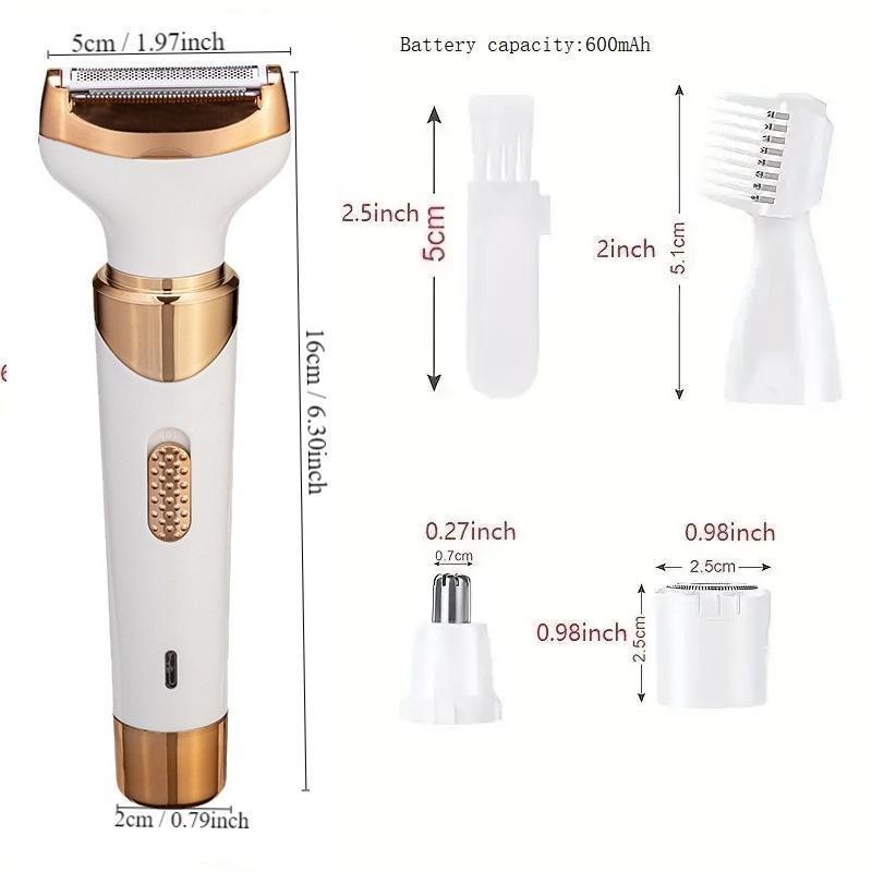 4 in 1 Electric Razor, 1 Box Portable Epilator, Cordless Hair Body Trimmer, Epilator Hair Remover, Trimmer for Women and Men, Christmas Gift