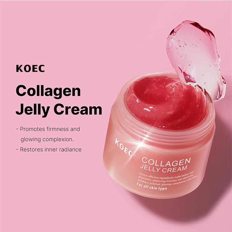 [KOEC Official Shop] Collagen Niacinamide Jelly Cream(Hydrolyzed Collagen + Niacinamide)-Instant Glow Booster | Korean Glass Glow + Deep Hydration+ Reduce Dryness+For All Skin Types I Facial Moisturizer