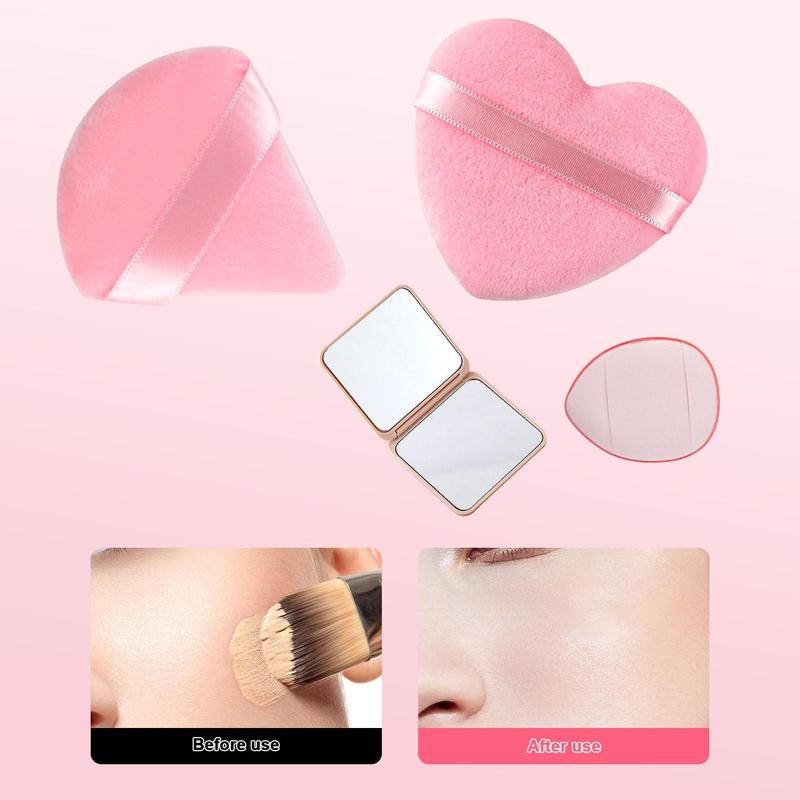 Makeup Powder Puff Set for Christmas Gift, 12pcs set Heart & Water Drop Shaped Powder Puff & Finger Puff, Professional Makeup Tools for Women