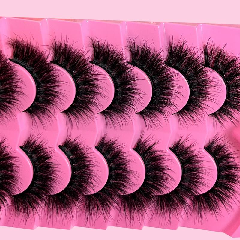 False Eyelash Kit, 7 Pairs Fluffy False Eyelashes, Wispy Cluster Lashes, Natural Look Eye Makeup Strip Lashes for Women Girls Eye Extensions