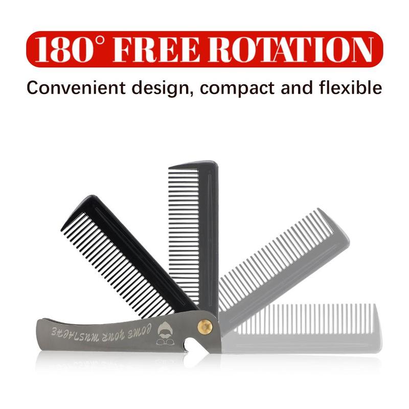 Portable Foldable Comb, Stainless Steel Hair Styling Comb, Professional Hair Styling Comb For Men