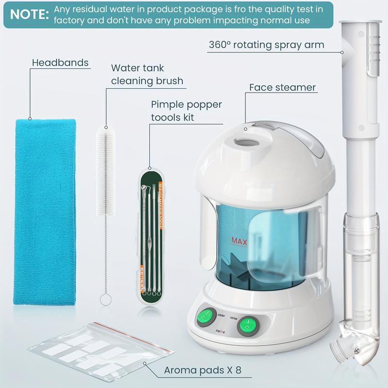 Fulog Nano Ionic Facial Steamer - 360° Rotatable Arm, Steel Skin Kits, Portable, Deep Cleaning, Home Facial Spa, Personal Care for Salon or Home Use