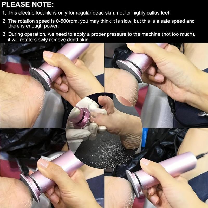 Electric Foot File, 1 Box Replaceable Sandpaper & 1 Count Foot File Machine, Foot Dead Skin Remover, Exfoliating Foot, Pedicure Tool for Home & Nail Salon