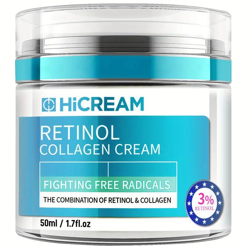 Hicream Face Moisturizer Retinol Cream,Anti Aging Neck Firming Cream,Collagen Face Cream with Hyaluronic Acid,1.7 Fl Oz Hydrate Gentle Skincare