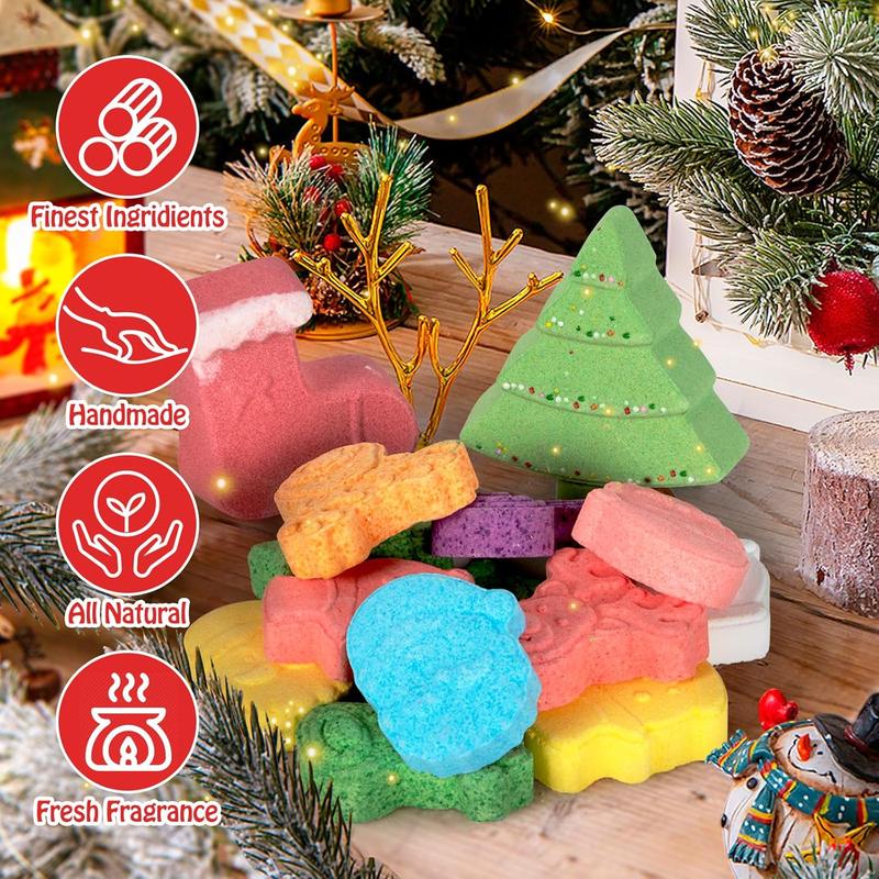 Bath Bombs for Kids, Christmas Bath Bombs for Women Girls Boys Toddler, 14 Packs Mini Bath Bombs Gift Set, Bubble Bath Fizzies Ball with Christmas, Tree Santa Claus, Snow Man, Reindeer and Stockings Body Care Skin Repair