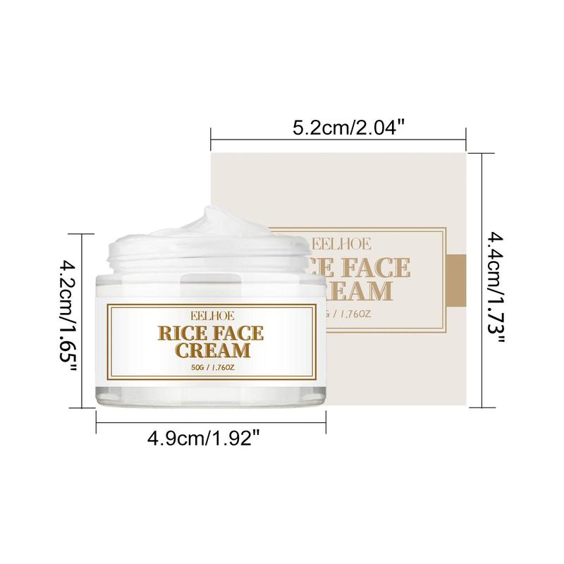 50g Rice Face Cream, Deeply Hydrating Facial Cream, Brightening Moisturizing Face Lotion for Women & Men All Skin Types