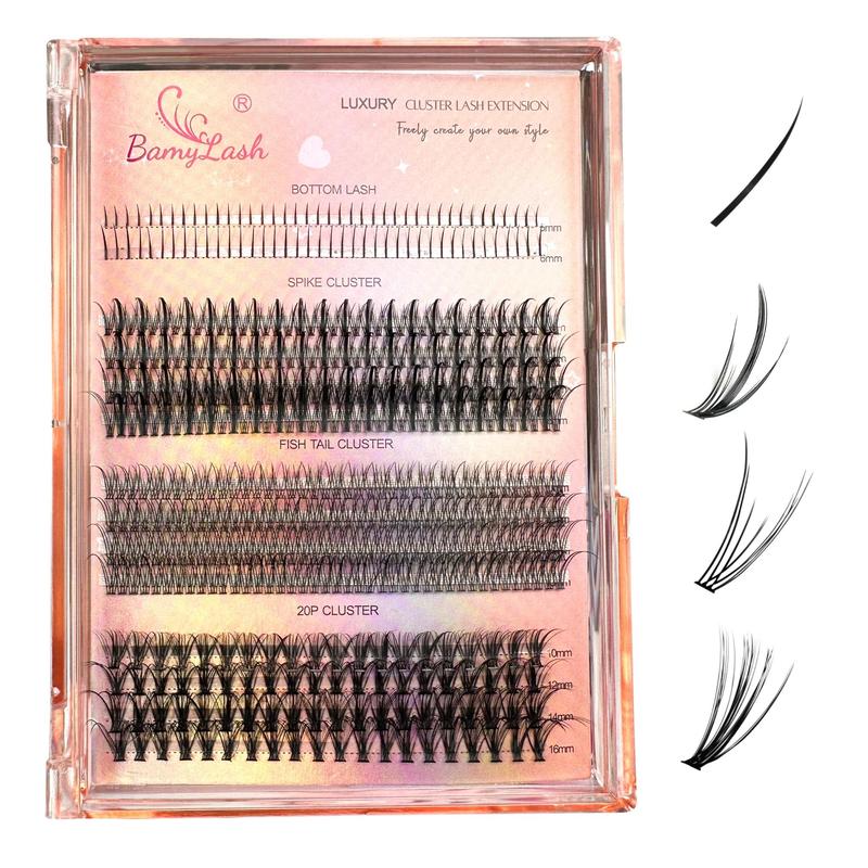 Natural Look Eyelash Extensions Set, 2 Counts Various Styles Fluffy False Eyelashes Set & 1 Count Eyelash Tweezers & 1 Count Eyelash Glue, Professional Makeup Accessories for Women