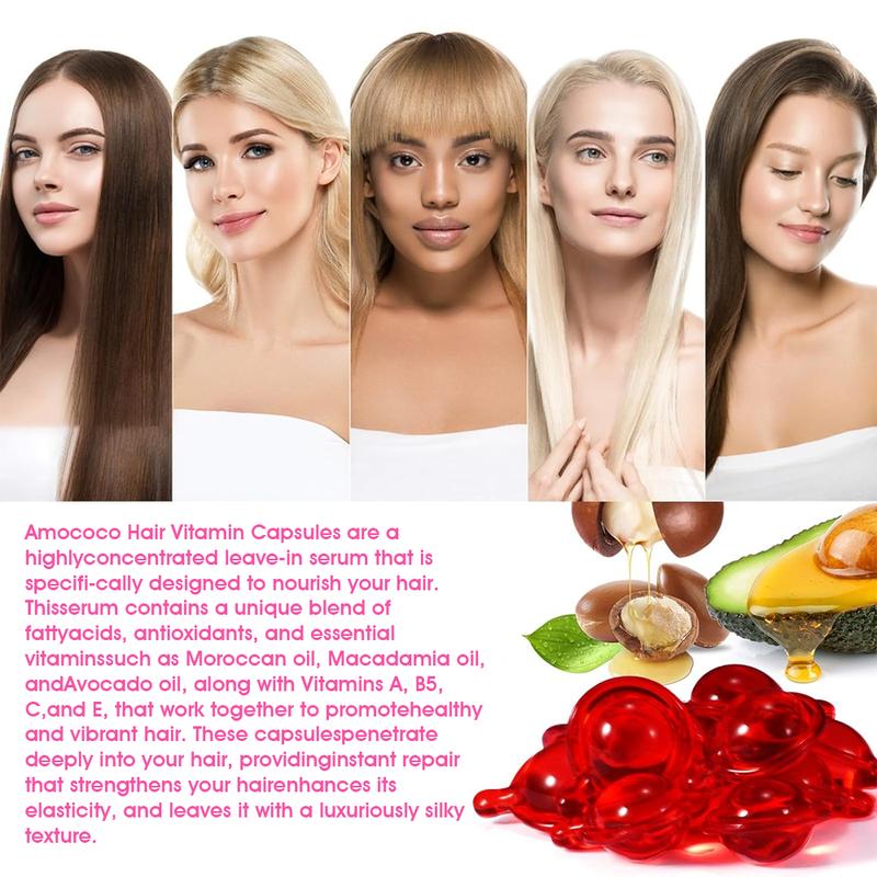 AMOCOCO Hair Conditioner Serum Vitamin Hair Care Gummy Hair Capsules - Nourishing Jojoba Oil Treatment Haircare Repair Comfort Daily