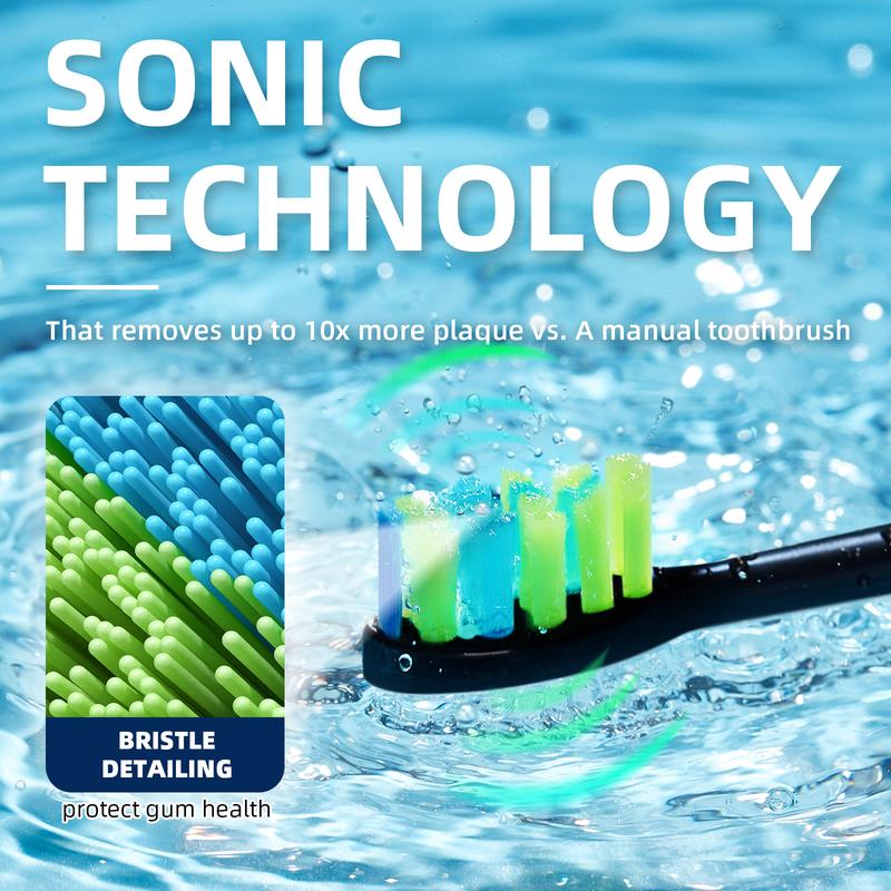 7AM2M Sonic Electric Toothbrush for Adults and Kids, with Travel Case & 8 Brush Heads, 5 Modes with 2 Minutes Build in Smart Timer, Roman Column Handle Design