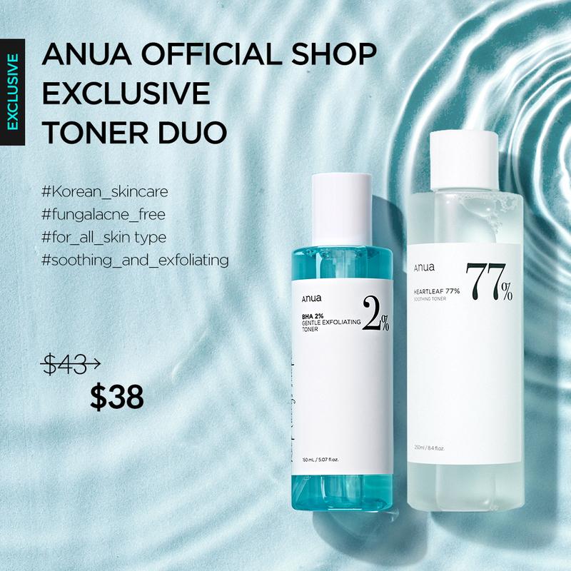 [Anua Official Shop] ANUA Toner Duo (Soothing Toner + BHA Toner)｜Acne safe Skin care set, Chemical Exfoliant, Mild Exfoliate for oily & Sensitive