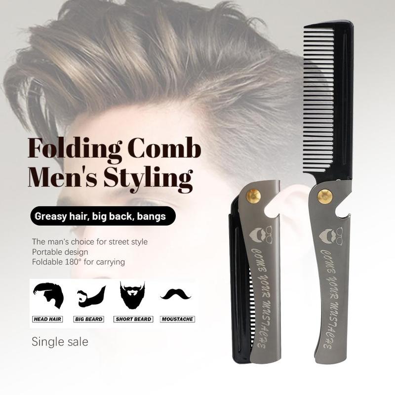 Portable Foldable Comb, Stainless Steel Hair Styling Comb, Professional Hair Styling Comb For Men