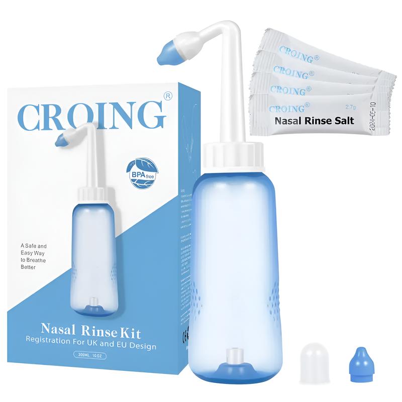 Sinus Rinse Kit with 40 Salt Packs: Natural Nasal Irrigation System for Allergy Relief & Clear Breathing