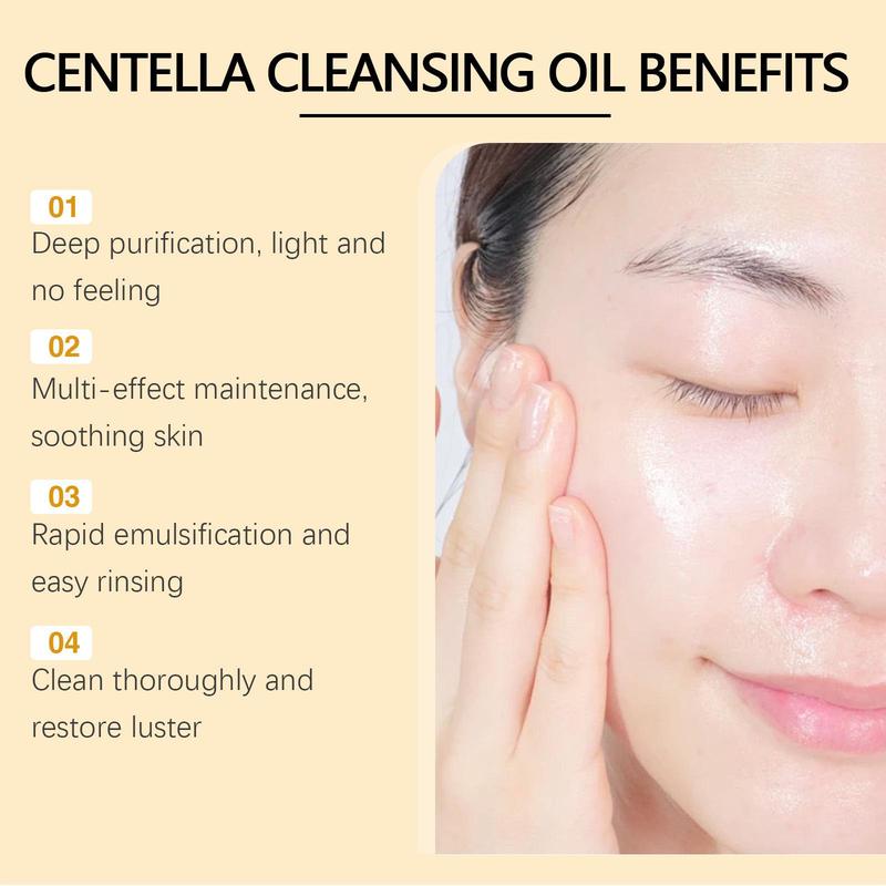 100ml Centella Cleansing Oil, 2 Counts set Gentle Makeup Remover, Deep Cleansing Facial Makeup Remover, Facial Skin Care Product for Women & Men