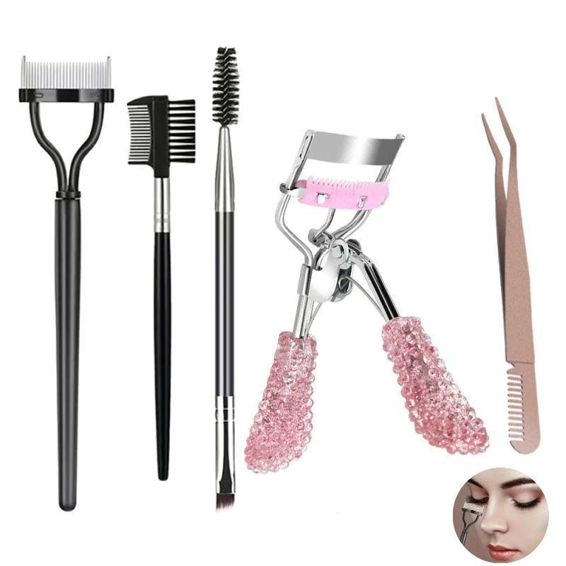 Eyelash Curler Set, 5 Counts set Eyelash Curler & Eyebrow Brush & Tweezers & Eyelash Comb, Professional Makeup Tools for Women